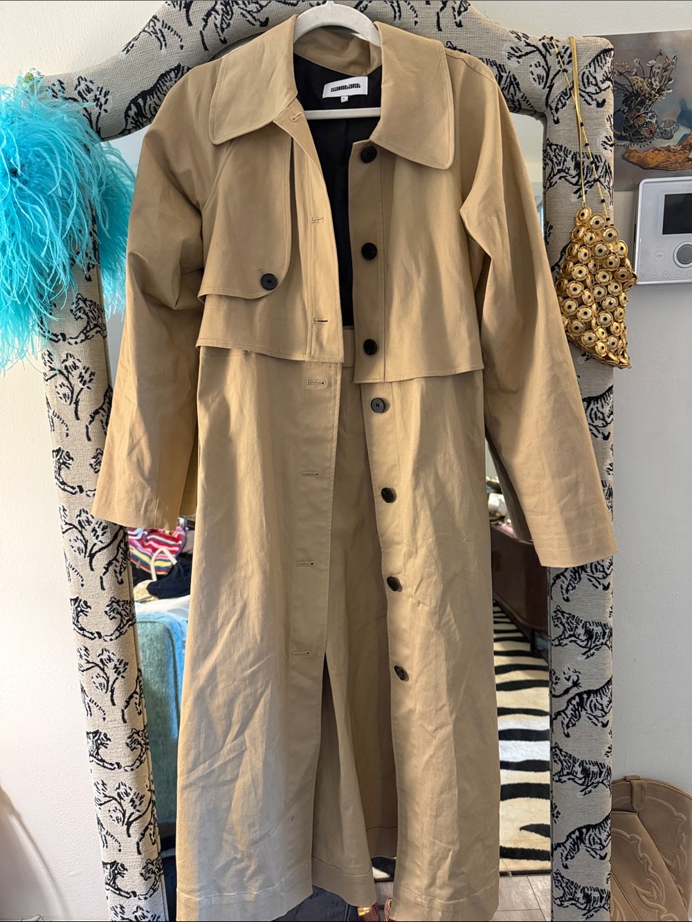 Unbranded Tan Trench Coat with Storm Flap